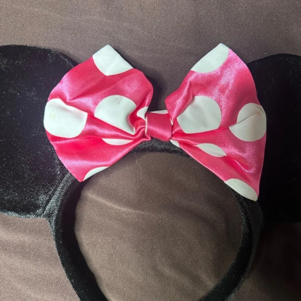 Disney Mickey Mouse Ears Headband with Pink Polka Dot Bow